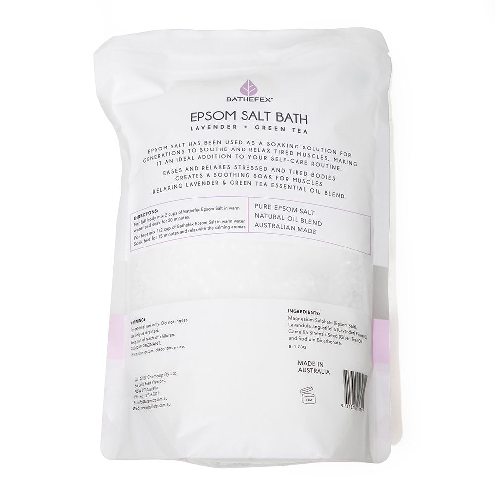 Bathefex - Epsom Salt Bath: Lavender + Green Tea (1.4kg)