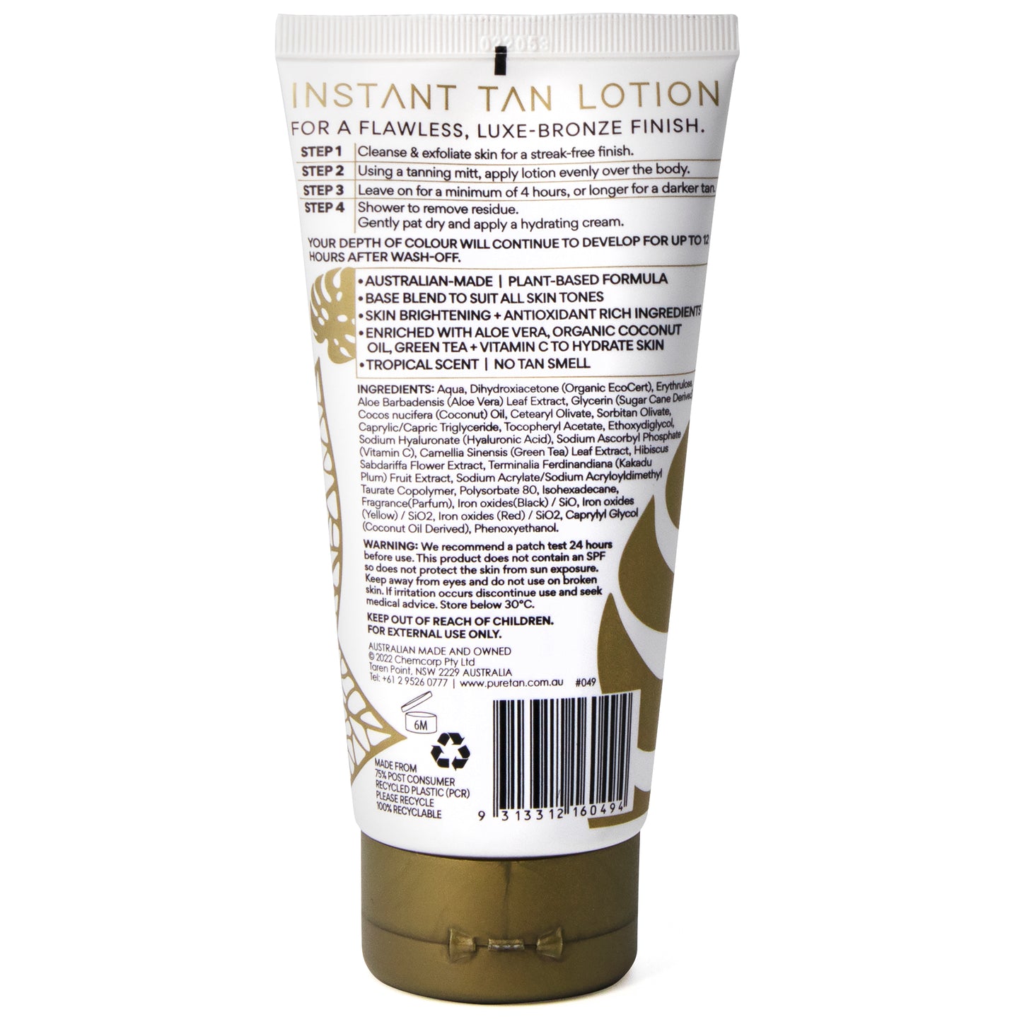 pureTAN: Instant Tan Lotion Dark 180ml