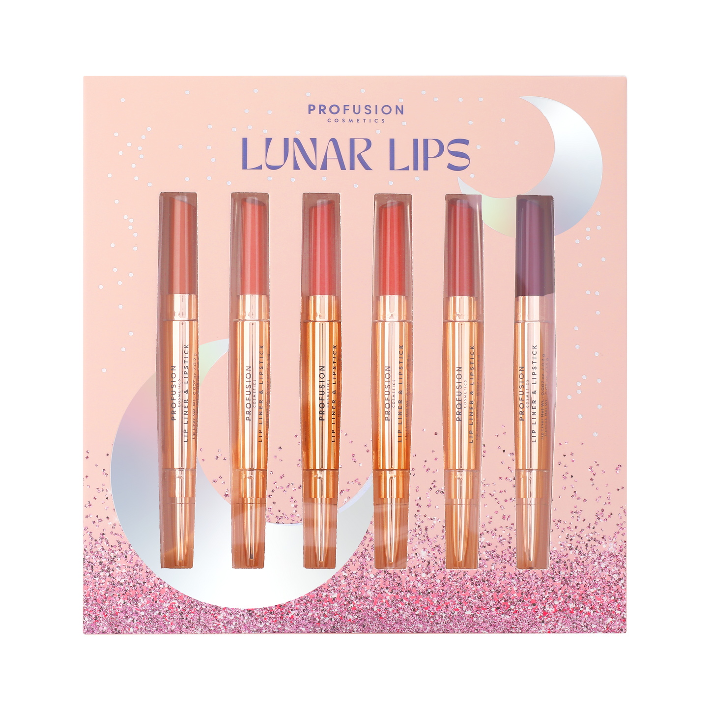 Profusion Cosmetics - Lunar Lips 6pc Lipstick & Liner Set