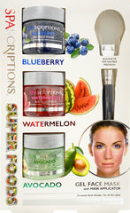 Spascriptions: Face Mask x3 Set Superfoods (Blueberry/Watermelon/Avocado) with applicator