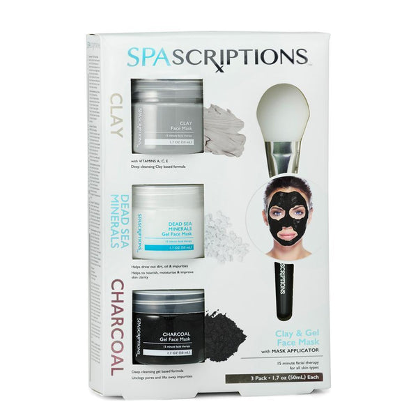 Spascriptions: Face Mask x3 Set Clay/Dead Sea/Charcoal with applicator